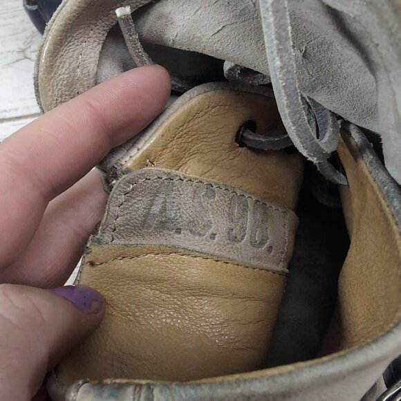 Airstep A.S.98 Taupe Biker Leather Ankle Boots Boho Grunge Rockstar Women Sz 37 - Picture 5 of 10